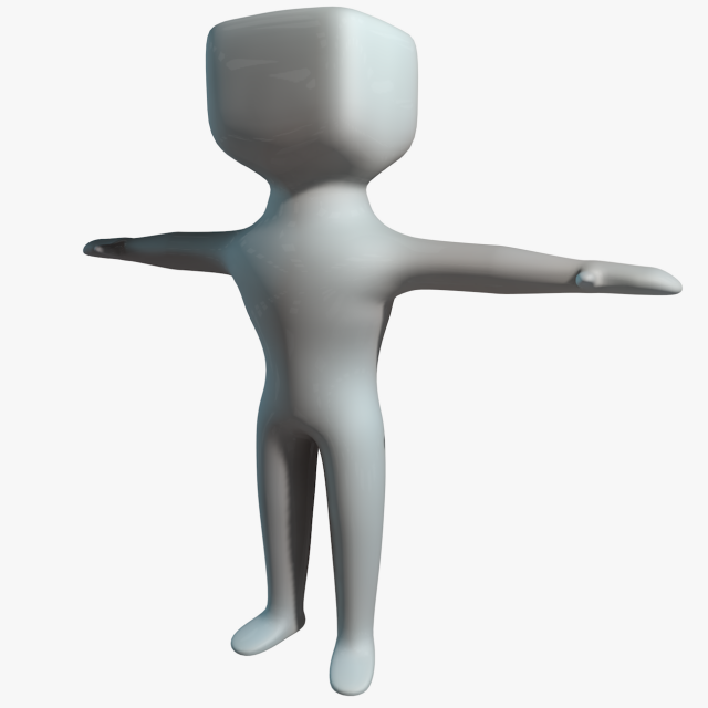 small man with a square head 3D Model .c4d .max .obj .3ds .fbx .stl .blend 