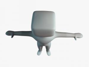 small man with a square head 3D Model