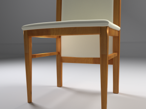 wooden chair with leather seat 3D Model