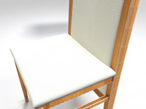 wooden chair with leather seat 3D Model