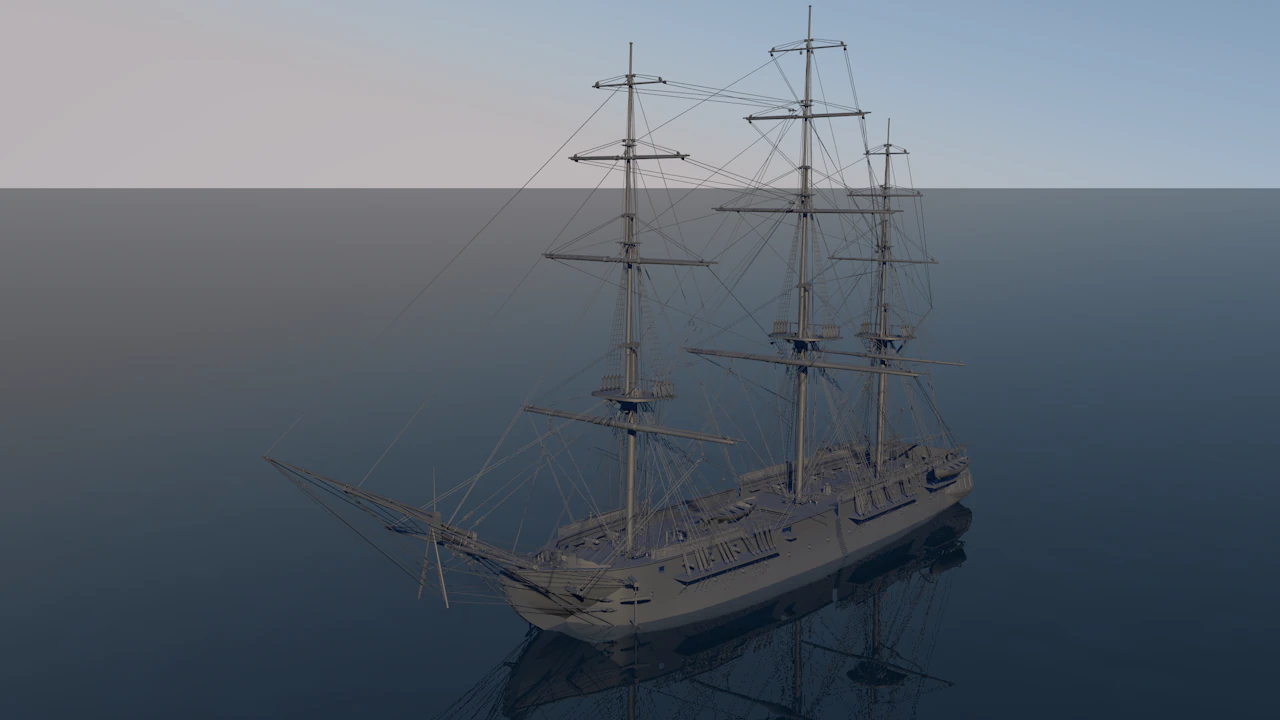 Ship uss constitution 3D Model .c4d .max .obj .3ds .fbx .stl .blend 