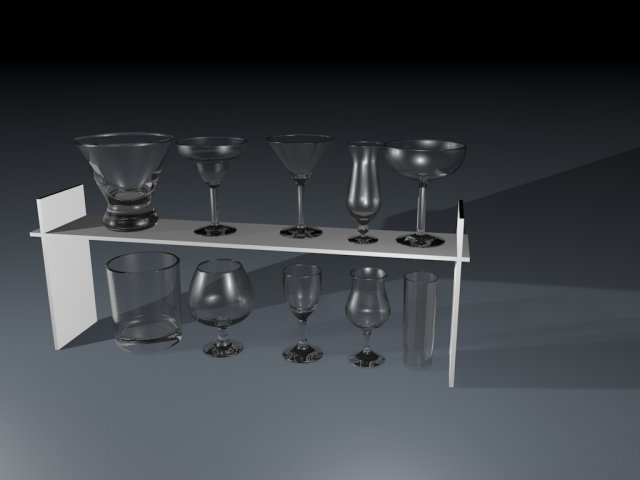 A set of glasses for various drinks 3Dモデル .c4d .max .obj .3ds .fbx .stl .blend 
