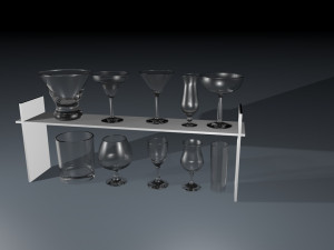 A set of glasses for various drinks 3D Model