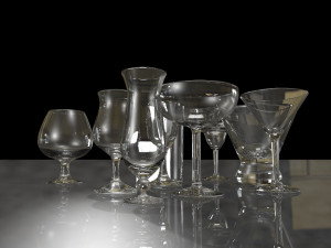 A set of glasses for various drinks 3Dモデル