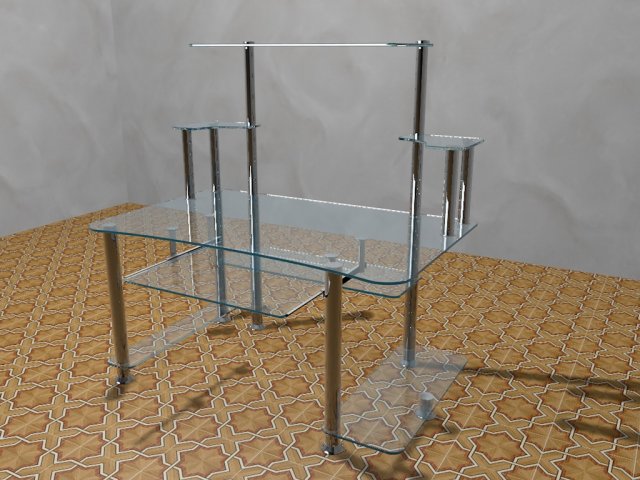 Computer glass table Model 3D .c4d .max .obj .3ds .fbx .stl .blend 