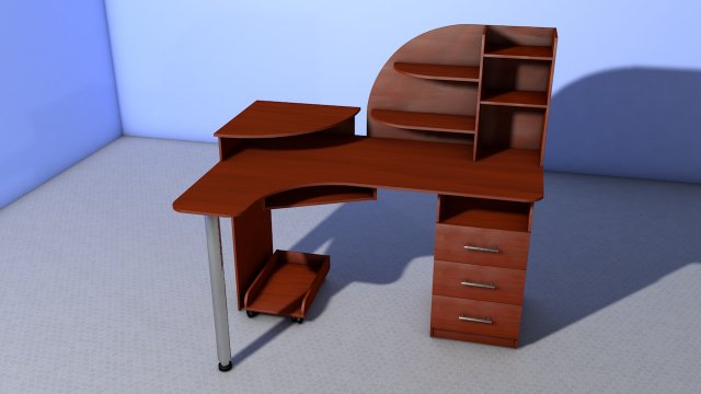 Computer desk for home and office 3D Model .c4d .max .obj .3ds .fbx .stl .blend 