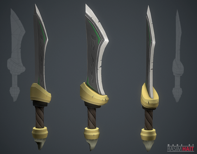 handpainted sword Model 3D .c4d .max .obj .3ds .fbx .stl .blend 