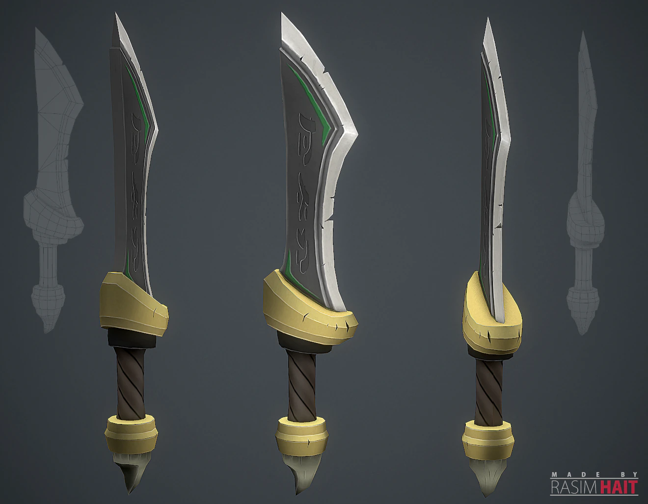 handpainted sword 3D Model .c4d .max .obj .3ds .fbx .stl .blend 