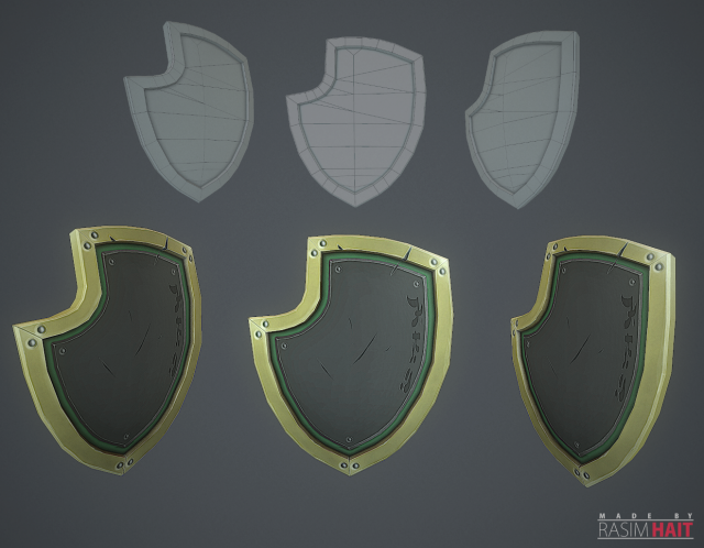 handpainted shield Model 3D .c4d .max .obj .3ds .fbx .stl .blend 