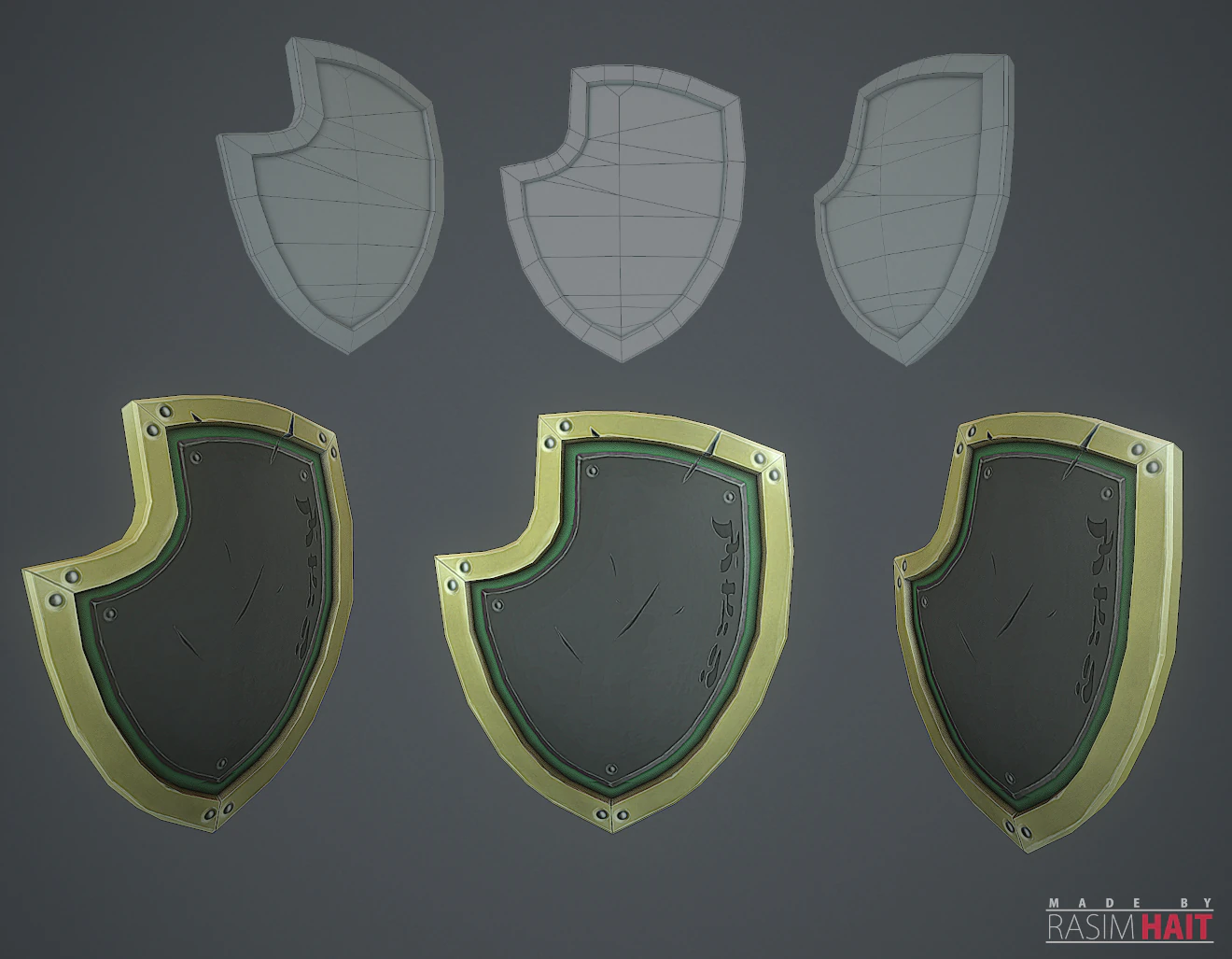 handpainted shield 3D Model .c4d .max .obj .3ds .fbx .stl .blend 