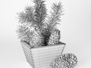 christmas fir branches and cones 3D Model