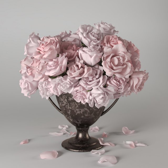 roses in vase 3D 模型 .c4d .max .obj .3ds .fbx .stl .blend 