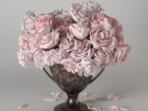 花瓶のバラ 3Dモデル