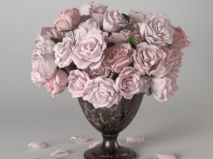 roses in vase 3D 模型