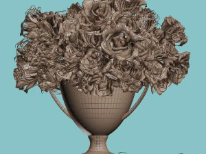 roses in vase 3D Model
