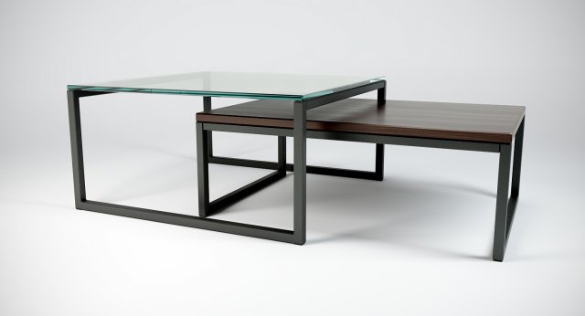 coffeetable set - glass and wood Modelo 3D .c4d .max .obj .3ds .fbx .stl .blend 