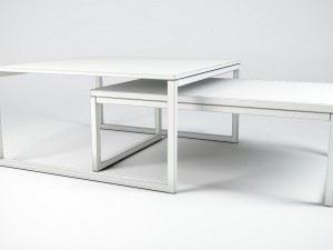 coffeetable set - glass and wood Modelo 3D
