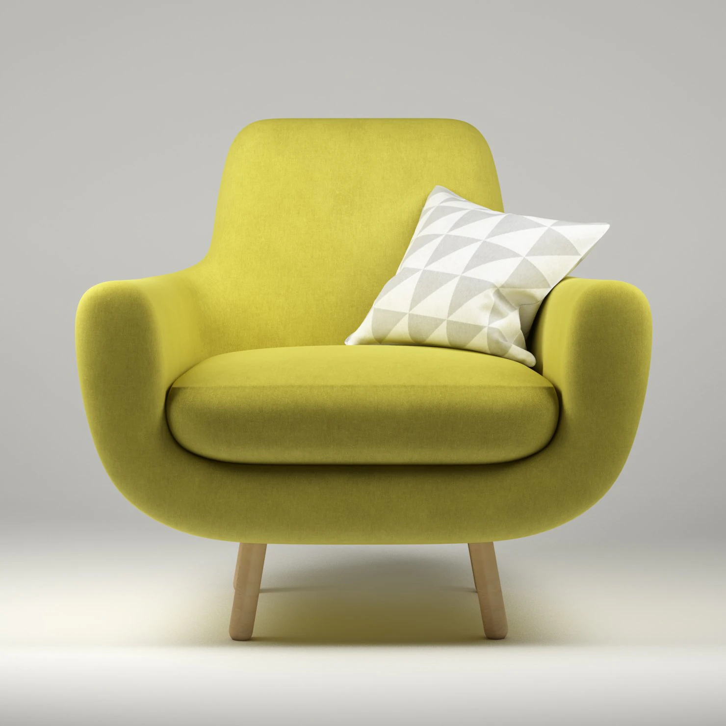 armchair jonah yellow with pillow 3D Model .c4d .max .obj .3ds .fbx .stl .blend 