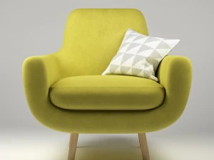 armchair jonah yellow with pillow 3D Model
