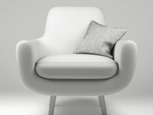armchair jonah yellow with pillow 3D Model