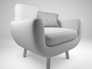 armchair jonah yellow with pillow 3D 模型