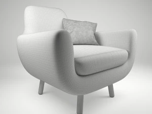 armchair jonah yellow with pillow 3D Model