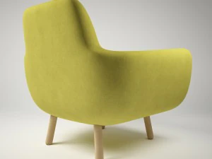 armchair jonah yellow with pillow 3D Model