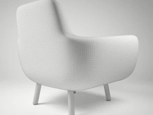 armchair jonah yellow with pillow 3D Model