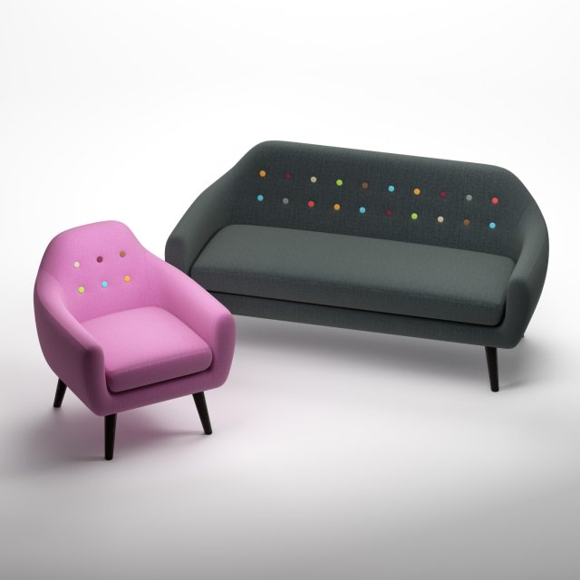 sofa and armchair ritchie set 3D Model .c4d .max .obj .3ds .fbx .stl .blend 