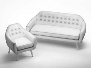 sofa and armchair ritchie set 3D Model