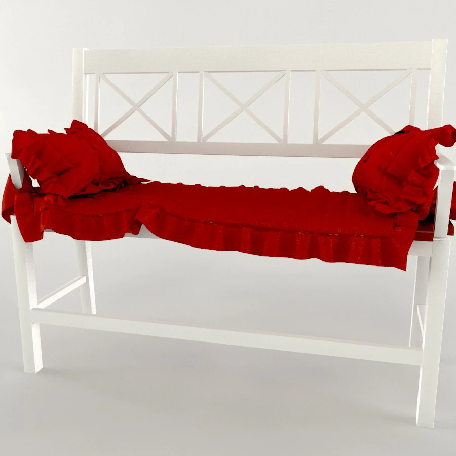 banquette white-red 3D Model .c4d .max .obj .3ds .fbx .stl .blend 
