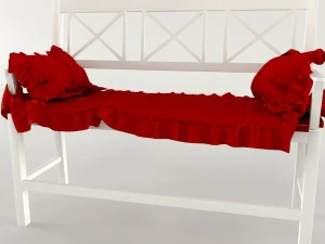 банкетка біло-червона 3D Модель