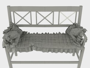 banquette white-red Model 3D