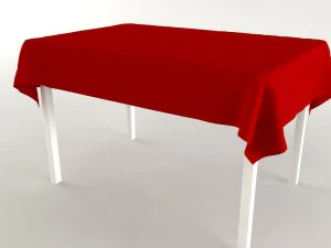 キッチンテーブル白赤 3Dモデル