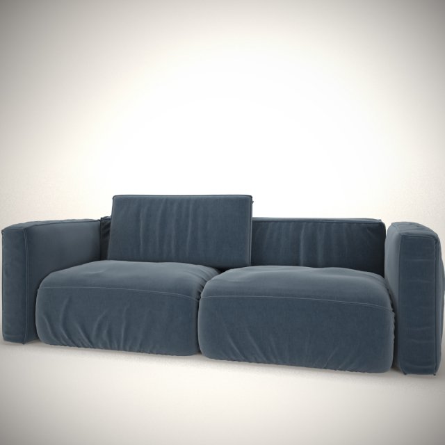 sofa blue with pillow 3D Model .c4d .max .obj .3ds .fbx .stl .blend 