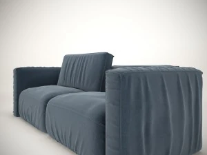 sofa blue with pillow 3D Model