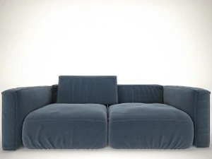 sofa blue with pillow 3D Model