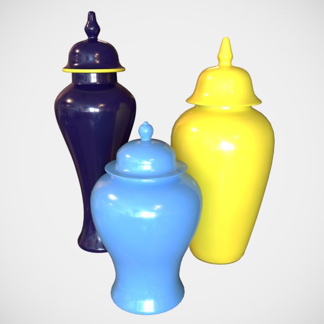 vases yellow blue 3D Модель .c4d .max .obj .3ds .fbx .stl .blend 