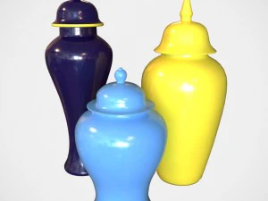 花瓶黄色青 3Dモデル