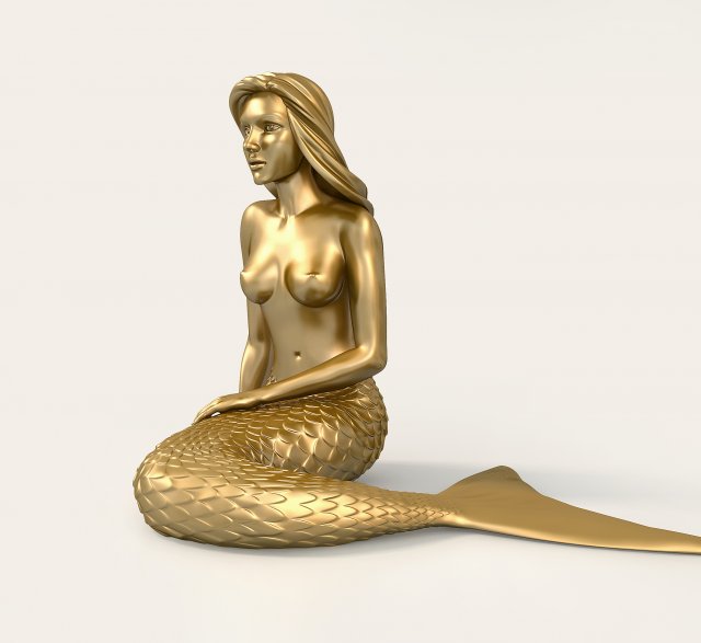mermaid sculpture 3D Model .c4d .max .obj .3ds .fbx .stl .blend 
