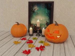 halloween decorative set 3D Model