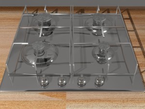 cooktop gas 4-burner recessed Modelo 3D