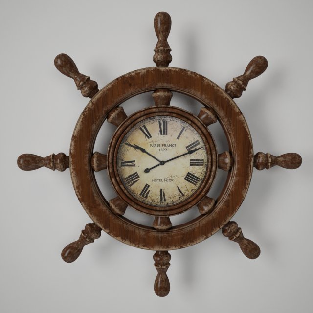 steering helm clock 3D Model .c4d .max .obj .3ds .fbx .stl .blend 