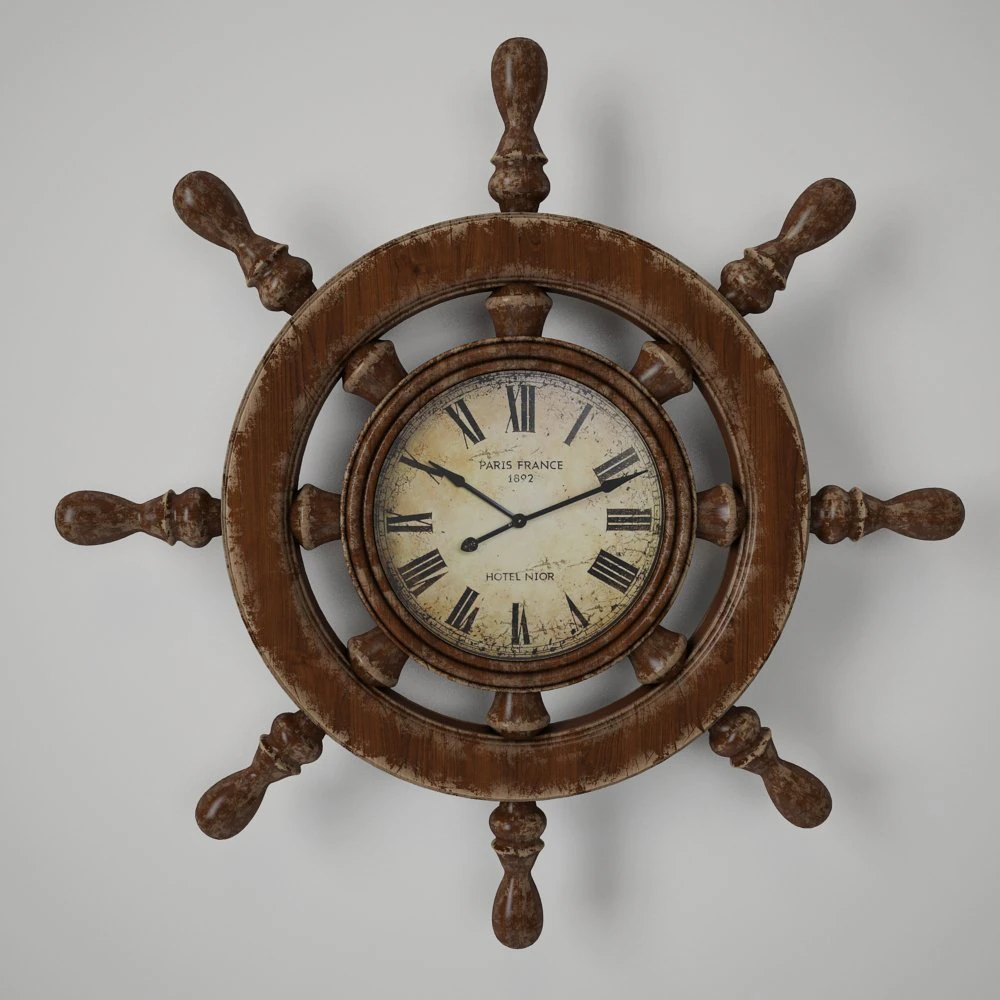 steering helm clock 3D Model .c4d .max .obj .3ds .fbx .stl .blend 