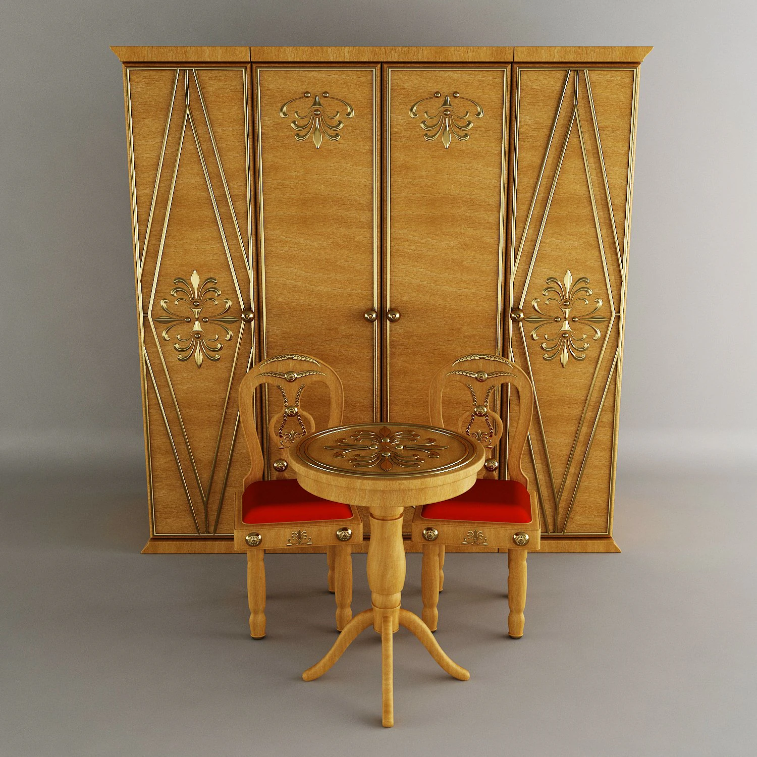 wardrobetable and chairs 3D Model .c4d .max .obj .3ds .fbx .stl .blend 