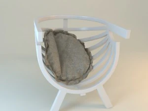 クッション付きの白い丸椅子 3Dモデル