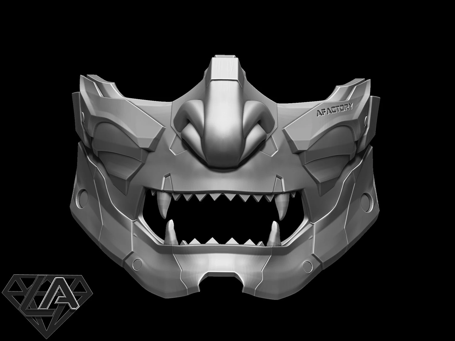 demon cyberoni half mask 3D Print Model .c4d .max .obj .3ds .fbx .stl .blend 