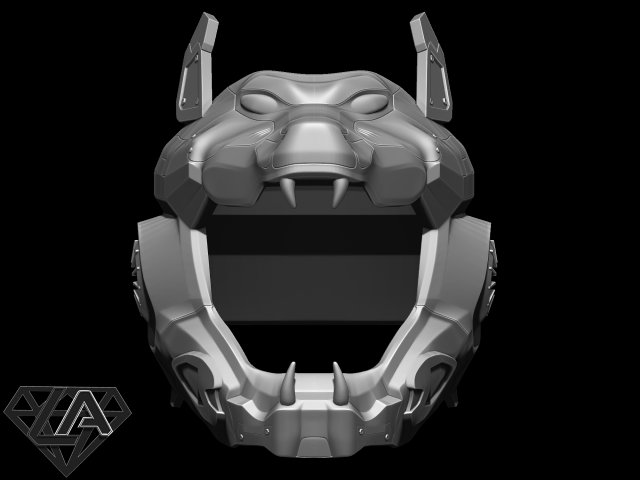 sci-fi wolf helmet 3D Print Model .c4d .max .obj .3ds .fbx .stl .blend 