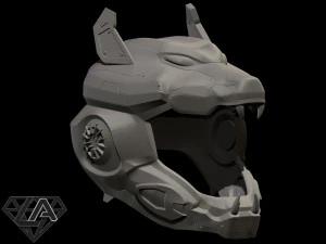 sci-fi wolf helmet 3D Print Model