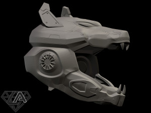sci-fi wolf helmet 3D Print Model
